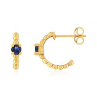 Boucles d'oreilles or 375 jaune 2 saphirs