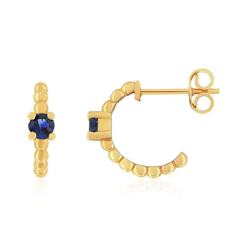 18K yellow gold earrings with 2 sapphires - view 1