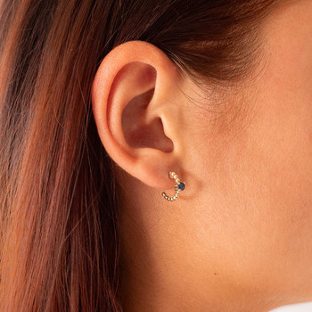 Boucles d'oreilles or 375 jaune 2 saphirs