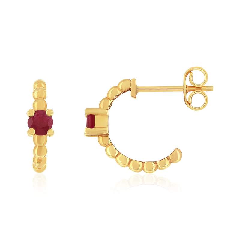 Boucles d'oreilles or 375 jaune rubis - vue 1
