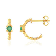 Boucles d'oreilles or 375 jaune émeraudes