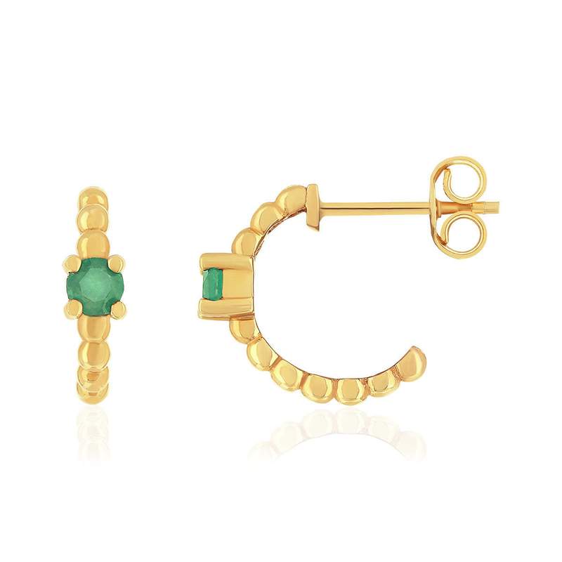 Boucles d'oreilles or 375 jaune émeraudes - vue 1