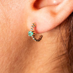 Boucles d'oreilles or 375 jaune émeraudes - vue porté 2