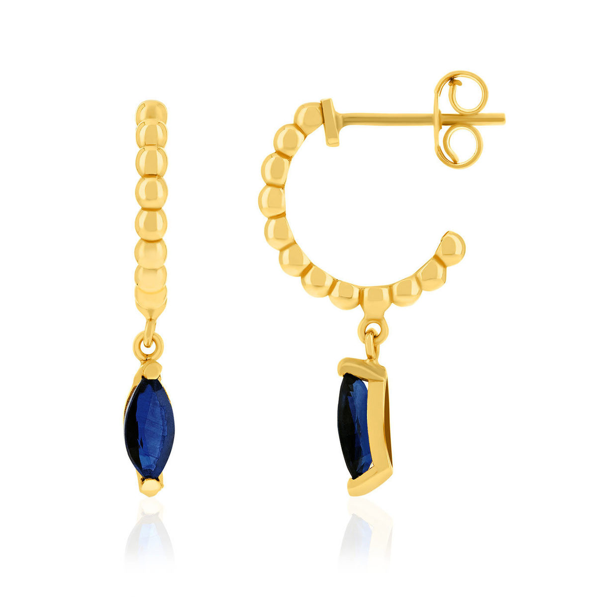 Boucles d'oreilles or 375 jaune saphirs