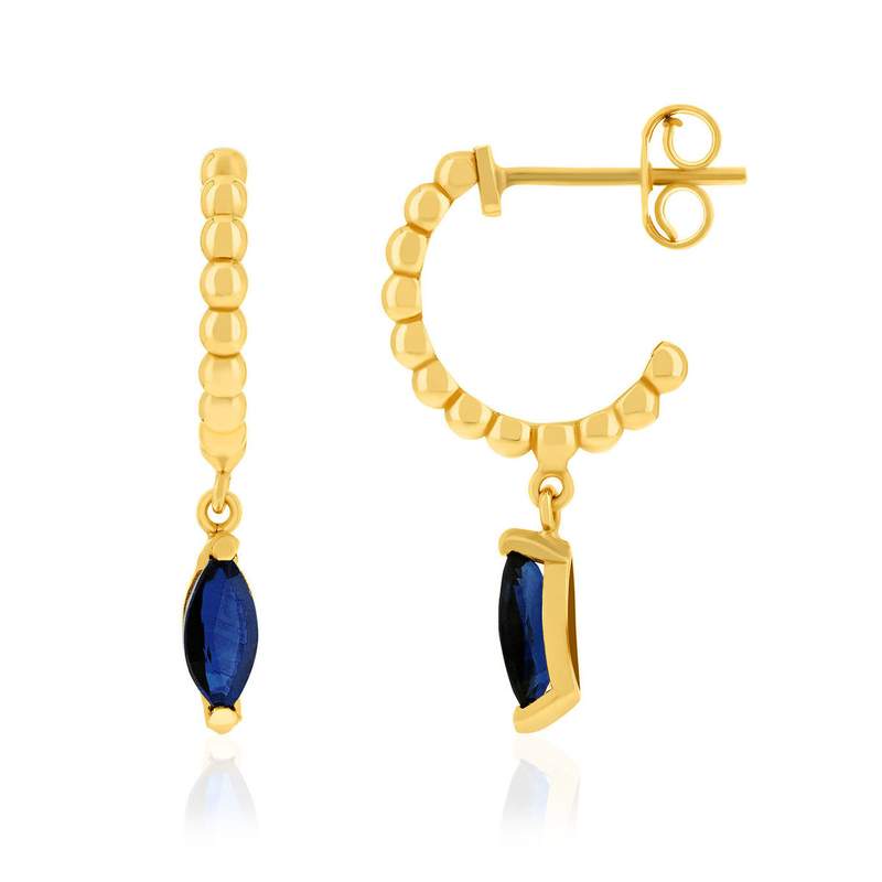 Boucles d'oreilles or 375 jaune saphirs - vue 1