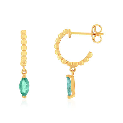 Boucles d'oreilles or 375 jaune émeraudes