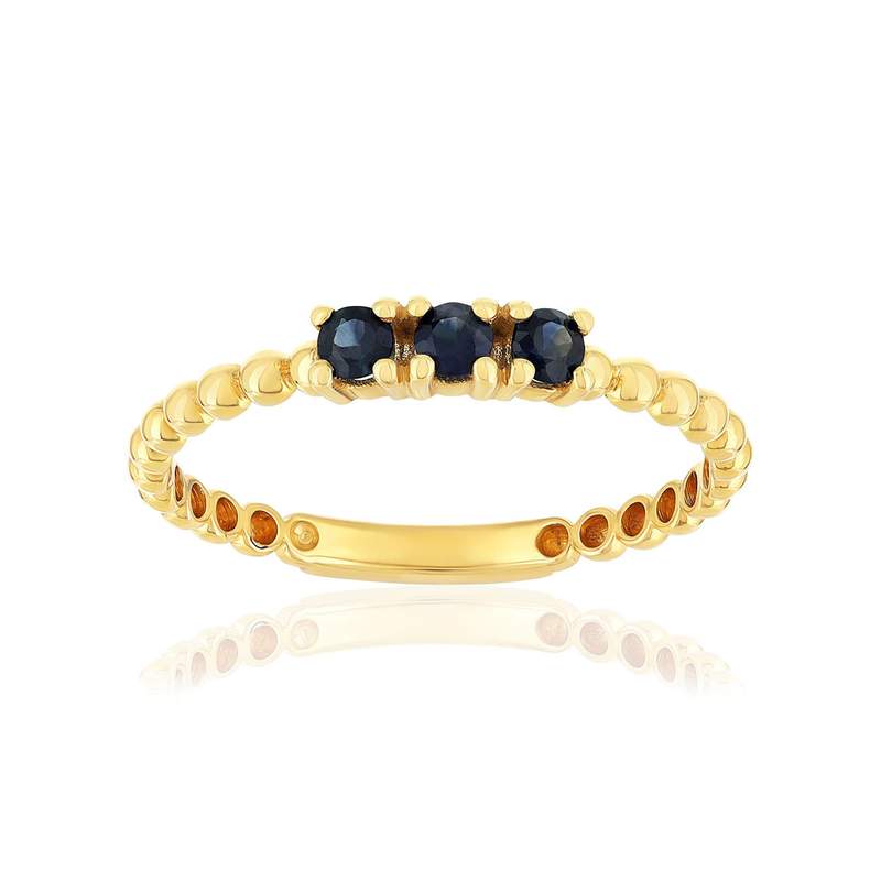 Bague or 375 jaune saphirs - vue 1