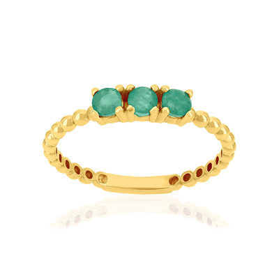Bague or 375 jaune émeraudes - vue 1