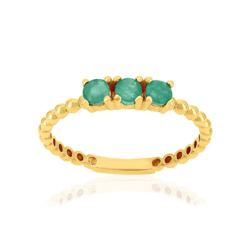 Bague or 375 jaune émeraudes - vue 1