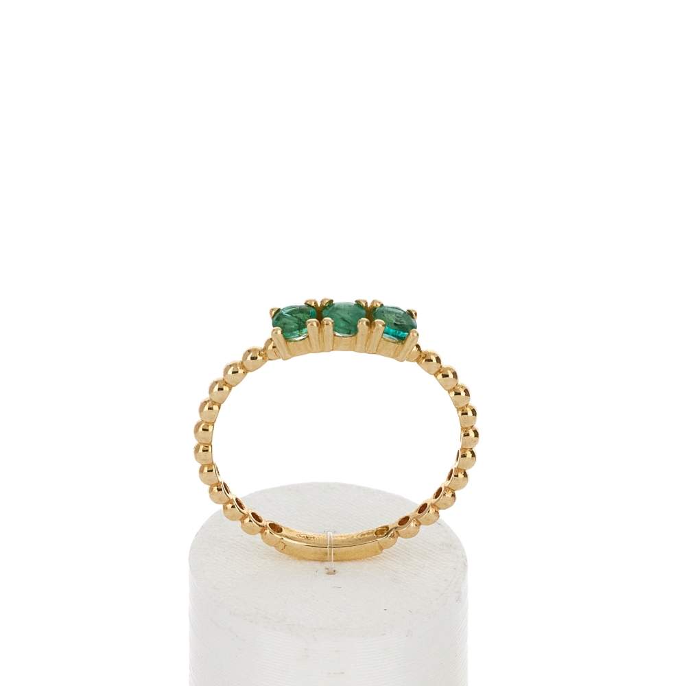 Bague or 375 jaune émeraudes - vue 1