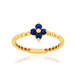 Bague or 375 jaune fleur saphirs - vue 1