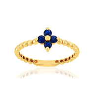 Bague or 375 jaune fleur saphirs