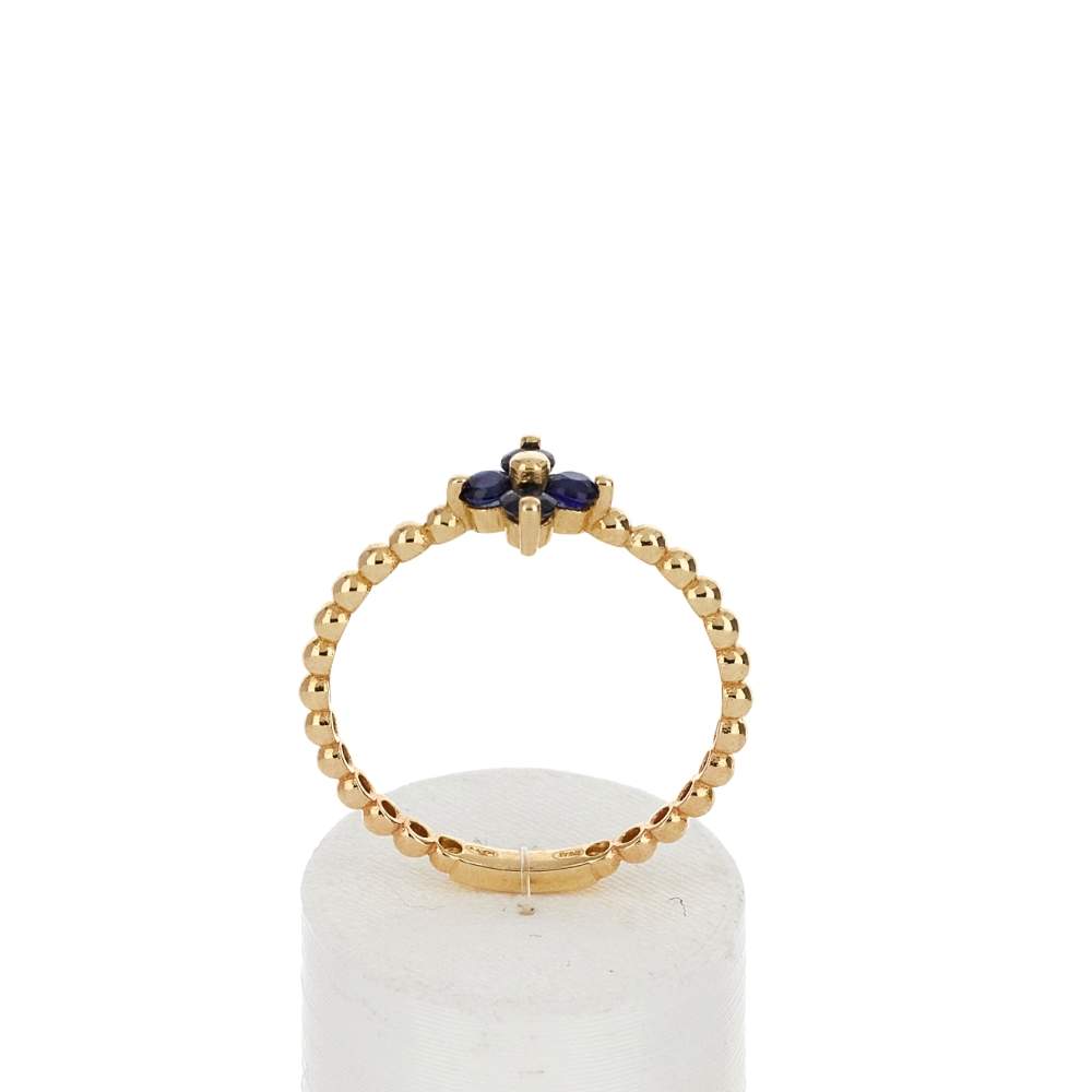 Bague or 375 jaune fleur saphirs - vue 1