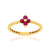 Bague or 375 jaune fleur rubis - vue V1