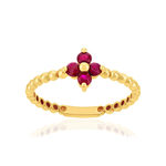 Bague or 375 jaune fleur rubis - vue 1