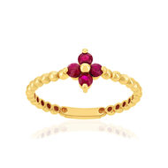 Bague or 375 jaune fleur rubis