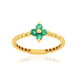 Bague or 375 jaune fleur émeraudes - vue 1