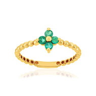 Bague or 375 jaune fleur émeraudes