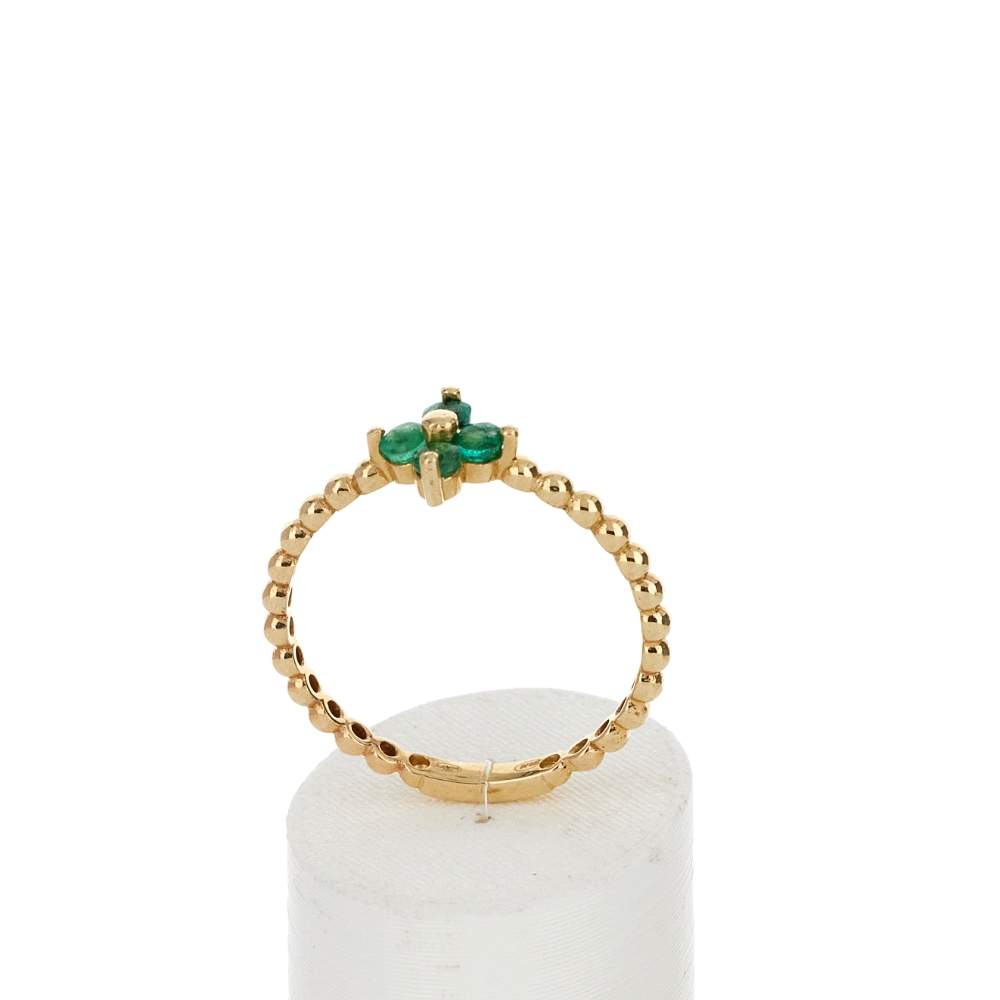 Bague or 375 jaune fleur émeraudes - vue 2