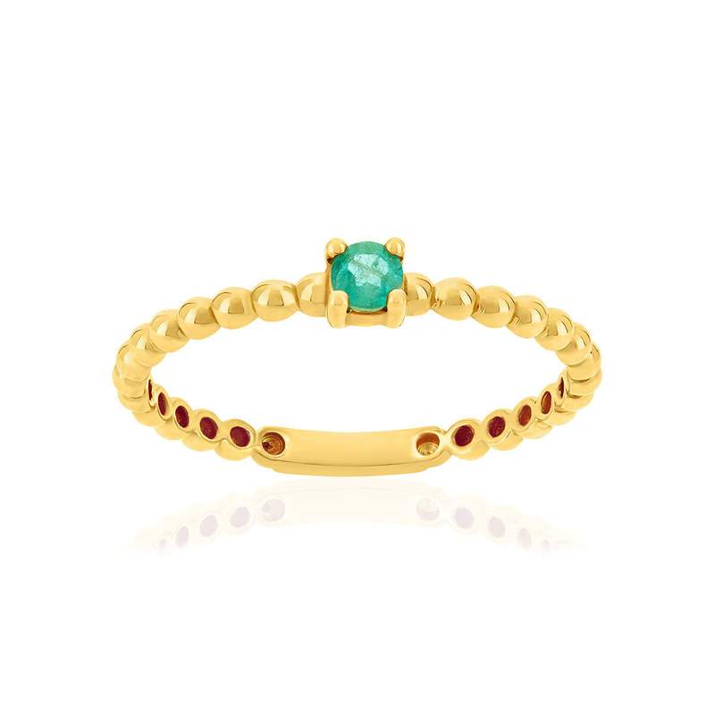 Bague or 375 jaune émeraude - vue 1