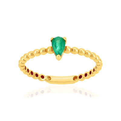 Bague or 375 jaune émeraude - vue 1