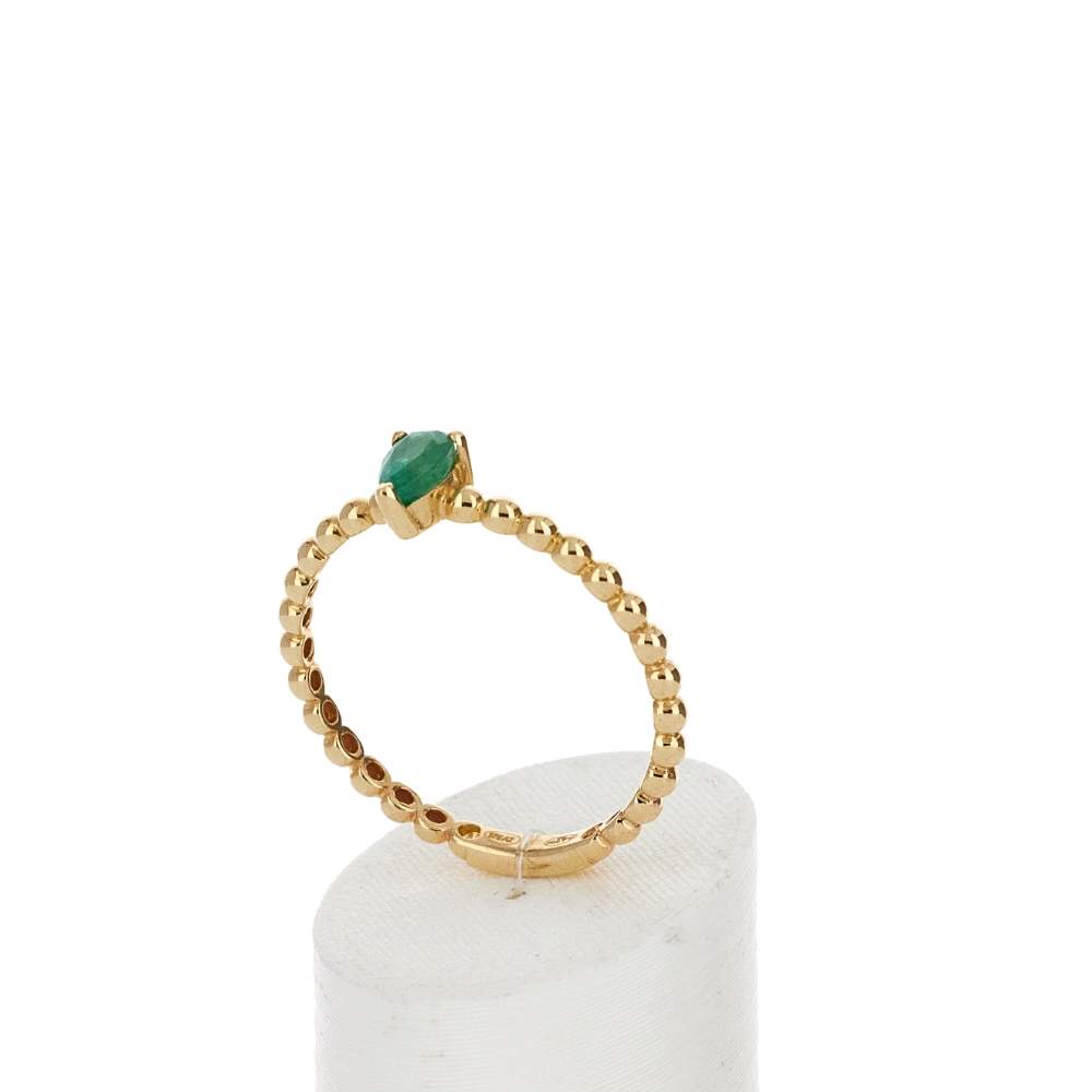 Bague or 375 jaune émeraude - vue 3
