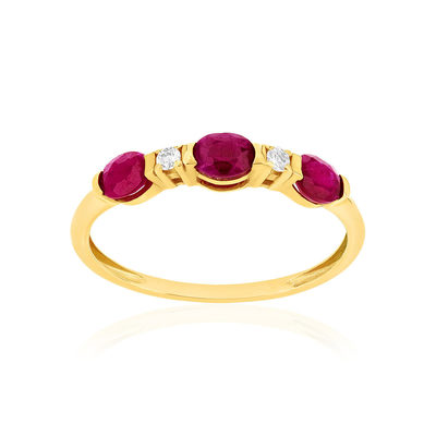 Bague or 375 jaune rubis zirconias