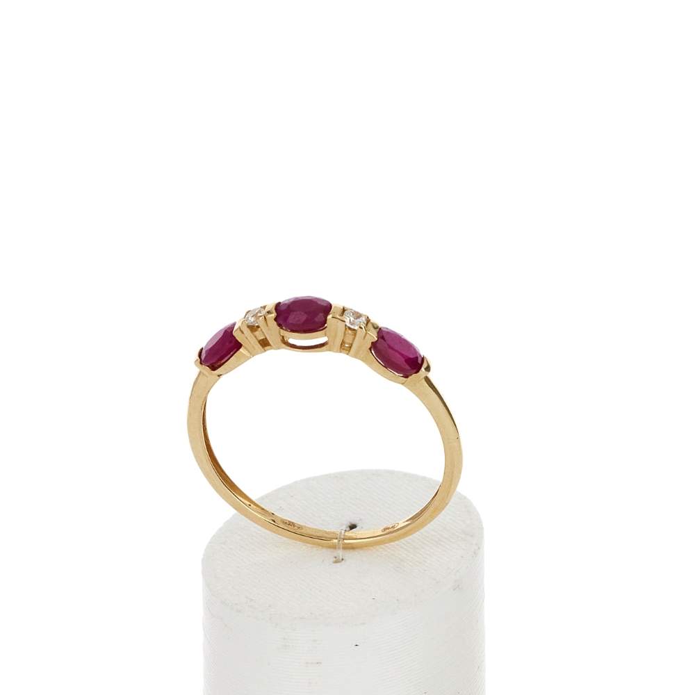 Bague or 375 jaune rubis zirconias - vue 2