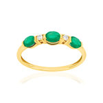Bague or 375 jaune émeraudes et zirconias - vue 1