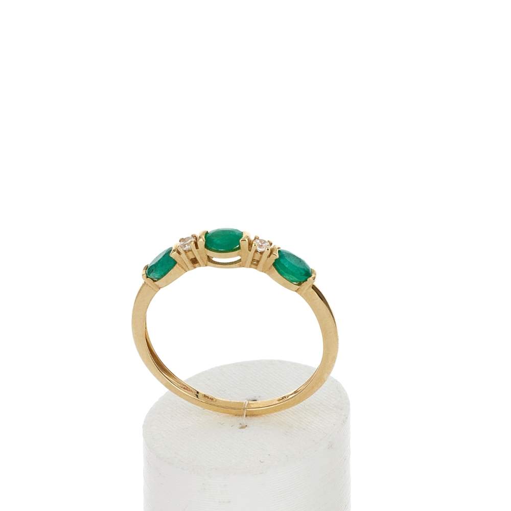 Bague or 375 jaune émeraudes et zirconias - vue 2