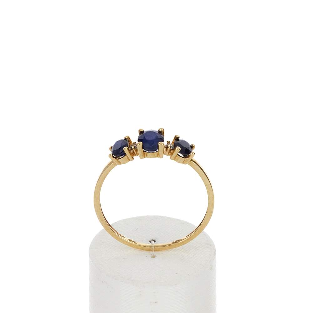 Bague or 375 jaune saphirs et zirconias - vue 1