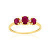 Bague or 375 jaune rubis et zirconias - vue V1