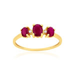 Bague or 375 jaune rubis et zirconias - vue 1