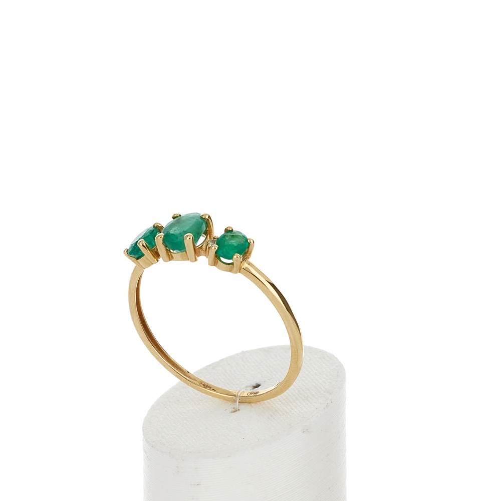 Bague or 375 jaune émeraudes et zirconias - vue 3