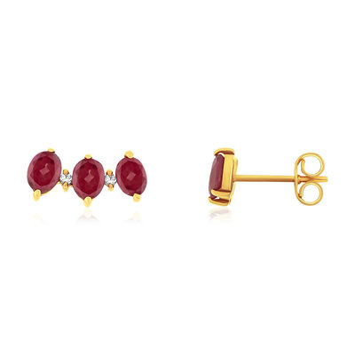 Boucles d'oreilles or 375 jaune rubis et zirconias - vue 1