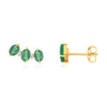 Boucles d'oreilles or 375 jaune émeraudes et zirconias - vue 1