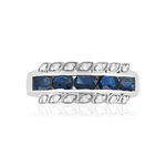 Bague or 750 blanc saphirs et diamants - vue 3
