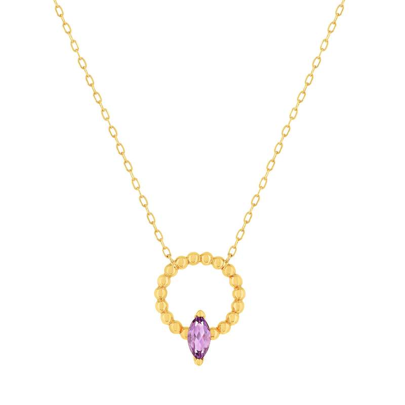 Collier or 375 jaune améthyste 45cm - vue 1