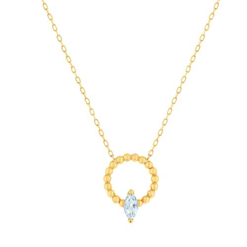 Collier or 375 jaune topaze bleue traitée 45 cm