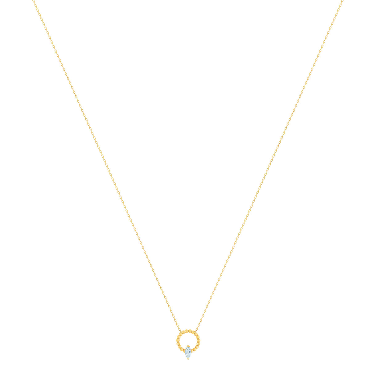 Collier or 375 jaune topaze bleue traitée 45 cm - vue 2