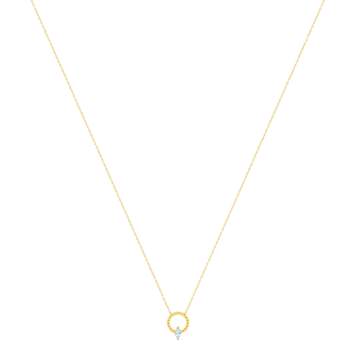 Gele 375-goudketting met een bewerkte blauwe topaas, 45 cm