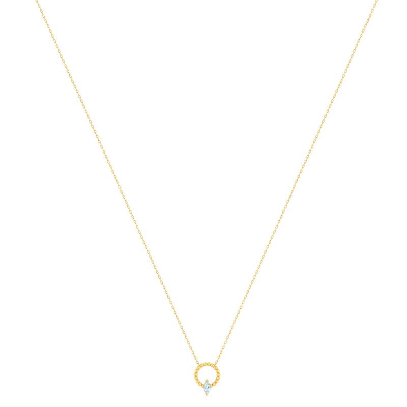 Collier or 375 jaune topaze bleue traitée 45 cm - vue 2