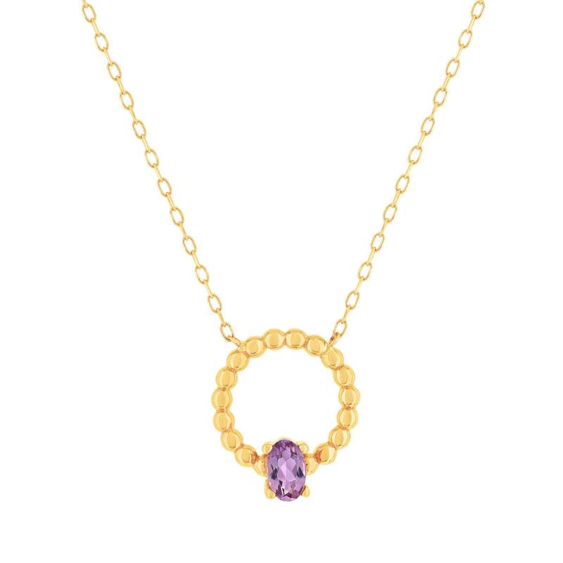 Collier or 375 jaune améthyste 45 cm - vue 1