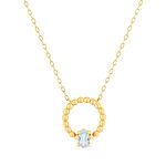 Collier or 375 jaune topaze bleue traitée 45cm - vue 1