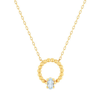 375 yellow gold necklace with treated blue topaz, 45 cm