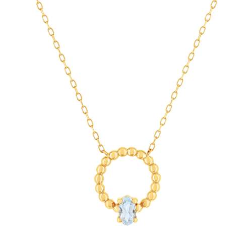 Collier or 375 jaune topaze bleue traitée 45cm