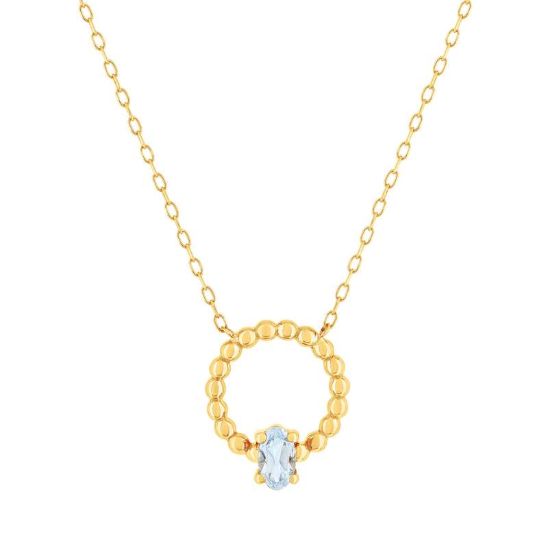 Collier or 375 jaune topaze bleue traitée 45cm - vue 1
