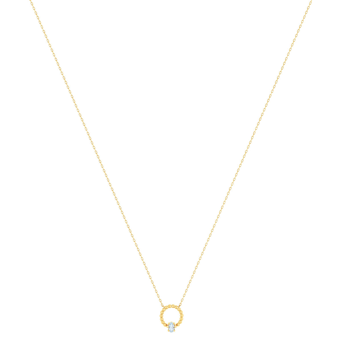 Gouden ketting 375 geel met behandelde blauwe topaas 45 cm - afbeelding 2