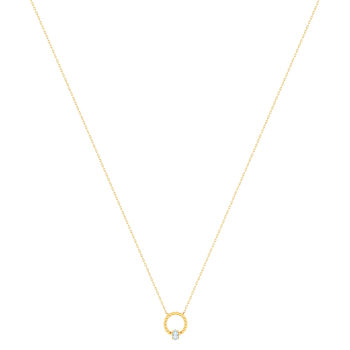 375 yellow gold necklace with treated blue topaz, 45 cm