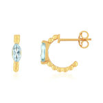 Boucles d'oreilles or 375 jaune topazes bleues traitées - vue 1
